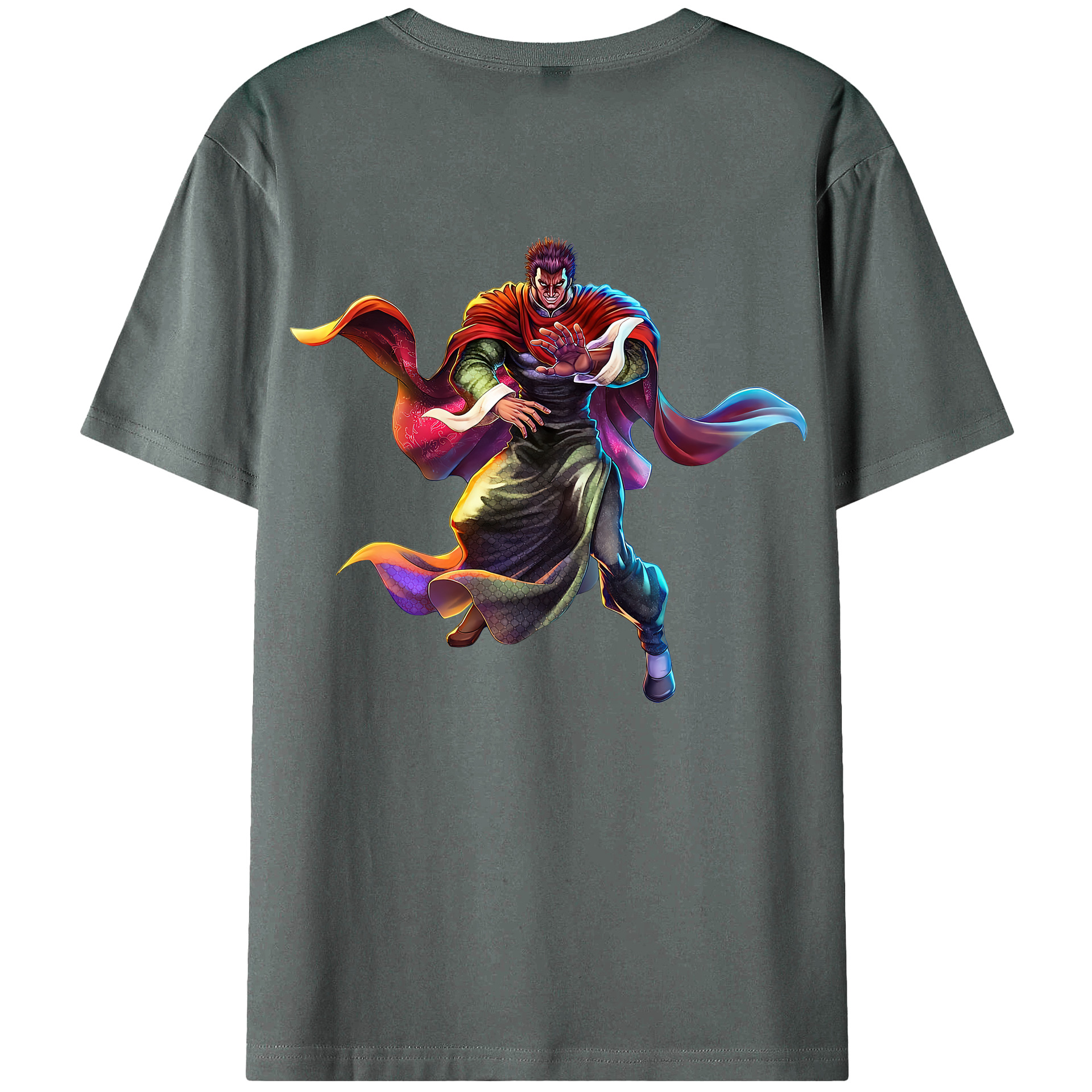 （画像用） 北斗の拳 Fist of the North Star 綿100％ メンズ半袖Tシャツ（バックプリント） 通気性